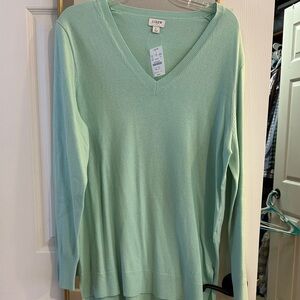 NWT J. Crew Light Green V-Neck Sweater